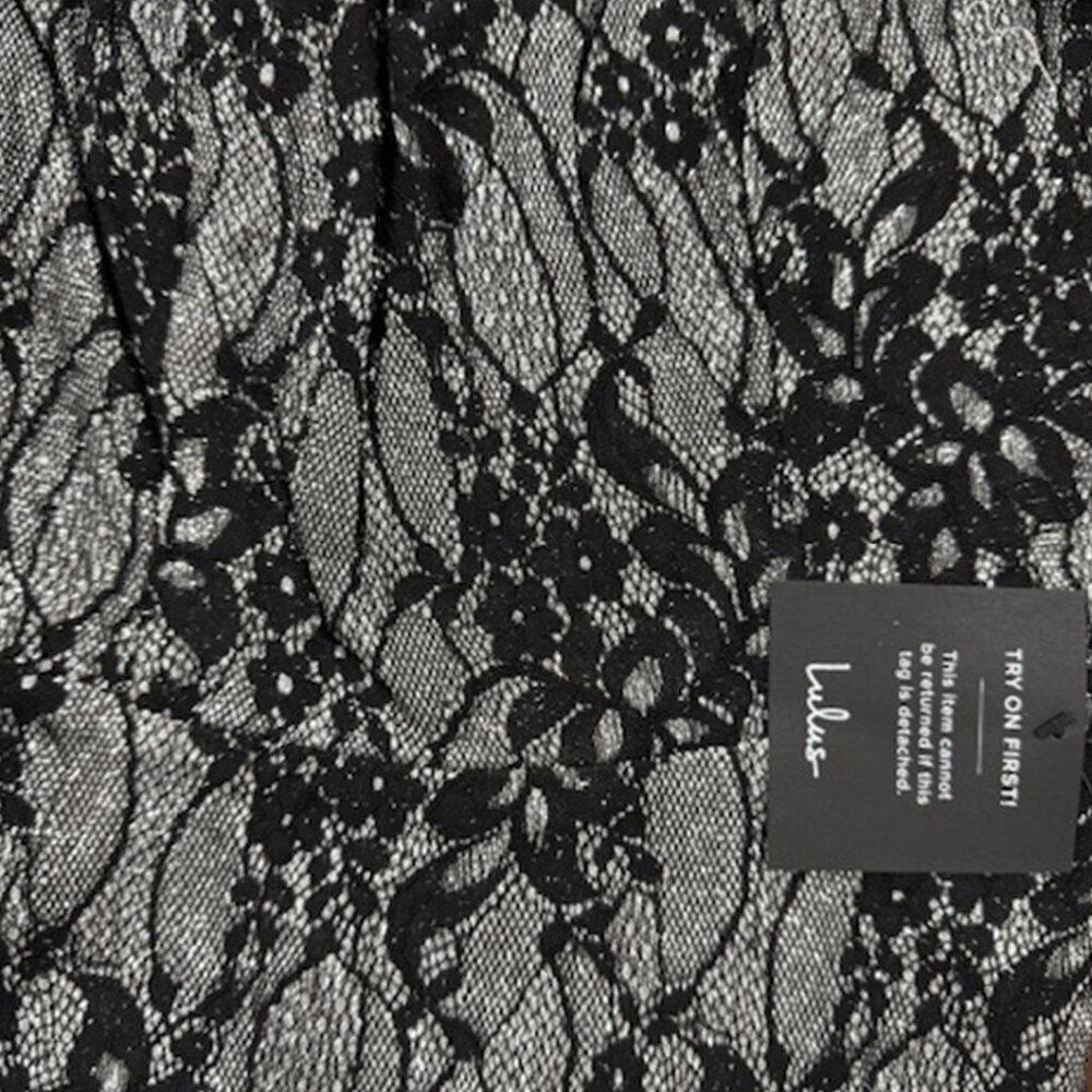 NWT Lulus Sparkle Sensation Silver and Black Lace Skater Mini Dress - Picture 6 of 8